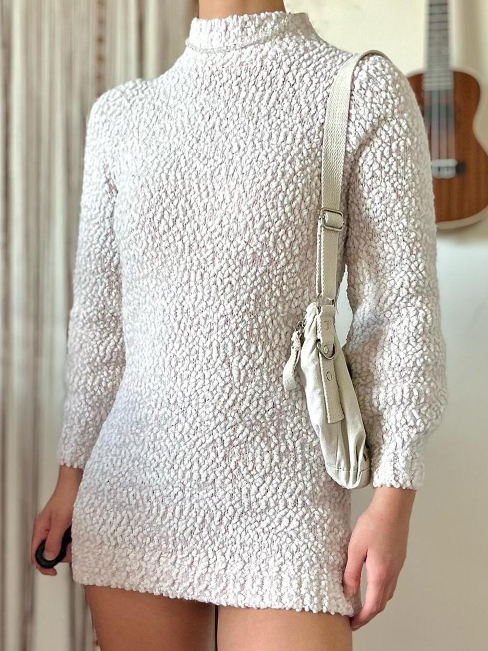 mock neck sweater mini dress